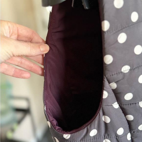 LOFT Brown and Burgundy Polka Dot Puffer Vest – Size Large - Picture 5 of 8